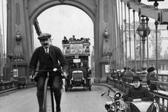 Cyclist Riding on Hammersmith Bridge