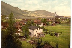 Oberammergau from Ettaler Street. Upper Bavaria