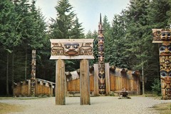 Indian totems next to the anthropology museum at the University of British Columbia