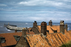 Whitby. Houses with pier