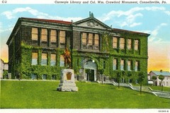 Connellsville. Carnegie Free Library & Crawford Monument