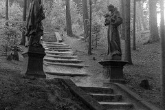 Česká Kamenice, schodiště k areálu s původními sochami