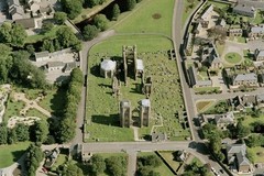 Elgin: oblique aerial view centred on the remains of the cathedral and Chapter House