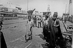 Casablanca. Women of Senegalese skirmishers, French passers -by and officers near the clock tower