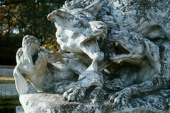 Château de Breteuil. Sculpture of Wolf Attacking Dogs