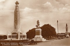 Plymouth. Naval War Memorial, Drake Statue & Armada Memorial