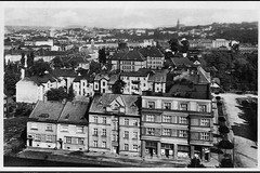 Pohled z evangelického kostela na Český Těšín a polský Těšín v pozadí