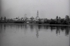 View of the New-Neamt monastery from the shore of Lake Lyman