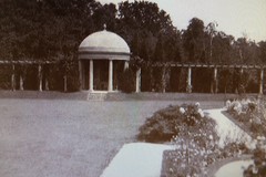 Gazebo, pergola & gardens on estate grounds of Norwich House, now Elmcroft estate