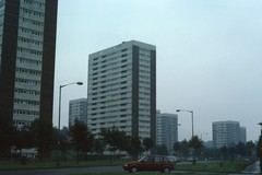 Birmingham. View of two 20-storey blocks with 13-storey blocks in background