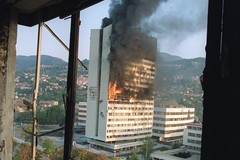 Bosnian parliament in flames