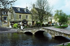 A pedestrian bridge over the River Windrush in Bourton-on-the-Water