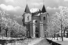 Svatý Hostýn na Moravě. Pohled ze schodiště na kostel
