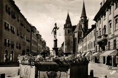 Ansbach. Markgraf-Georg-Brunnen & Kirche St. Johannis