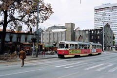 Overwhelmed by tram in the center of Sarajevo