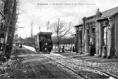 Friaucourt. La gare du Chemin de Fer d'Ault à Feuquières. L'automotrice à vapeur