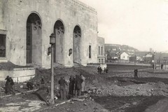 Swansea Borough Civic Centre after the area was hit with bombs