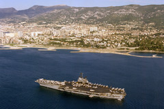 USS Independence (CV-62) anchored off Toulon in 1979