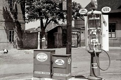 Čerpací stanice v ulici Michelská v počátku čtyřicátých let
