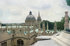 Oxford. View from the dome window of the Sheldonian Theatre towards the Radcliffe Camera