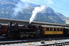 Locomotive à vapeur du Bernima Express à St. Moritz