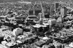 Aerial view of Capitol Hill and the central business district of Denver