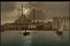 Yeni Jami Camii ay ışığında, Konstantinopolis, Türkiye
