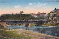Most přes Olši a zámek na polské straně