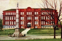 Davenport. High School & Civil War Monument