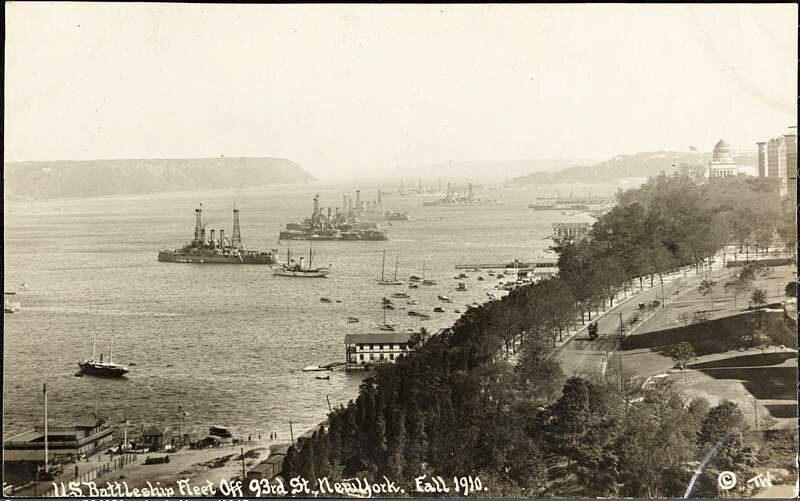 U.S. Battleships Off 93rd St., New York. Fall 1910.