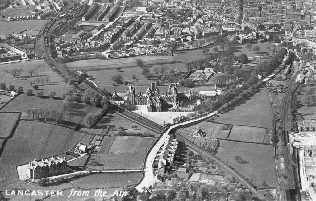 Aerial view showing the Royal albert hospital and Ripley School