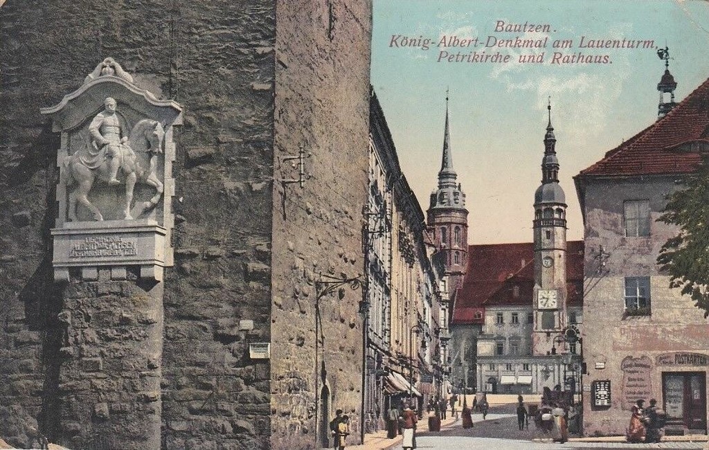 Bautzen. König-Albert-Denkmal am Lauenturm, Petrikirche, Rathaus