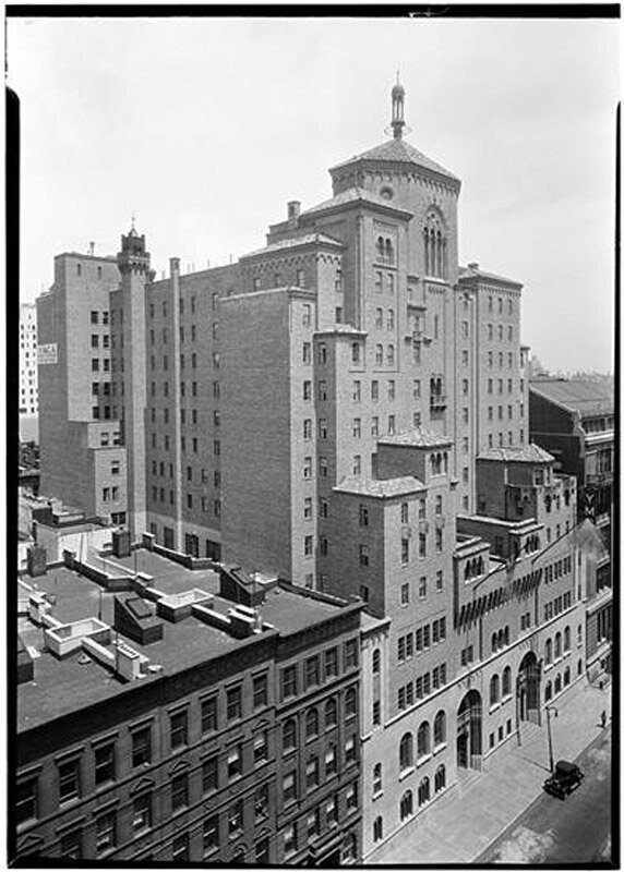 West side Y.M.C.A. South exterior, general view from above.