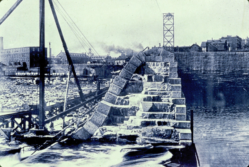 Holyoke. Holyoke Dam during the third and present structures construction