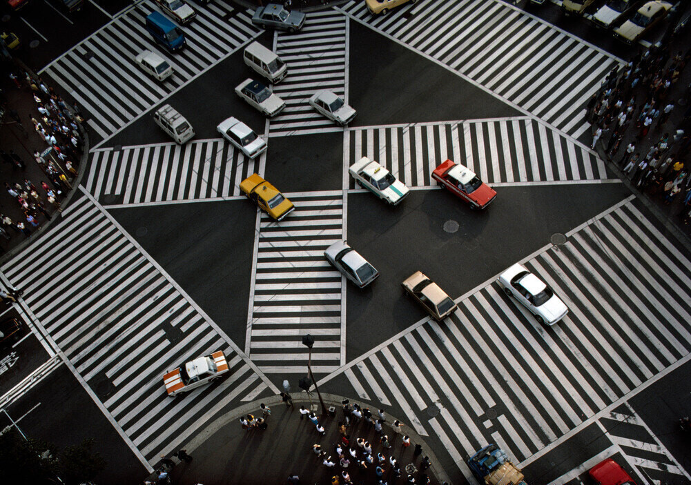 Painted pedestrian crossing in downtown Tokyo