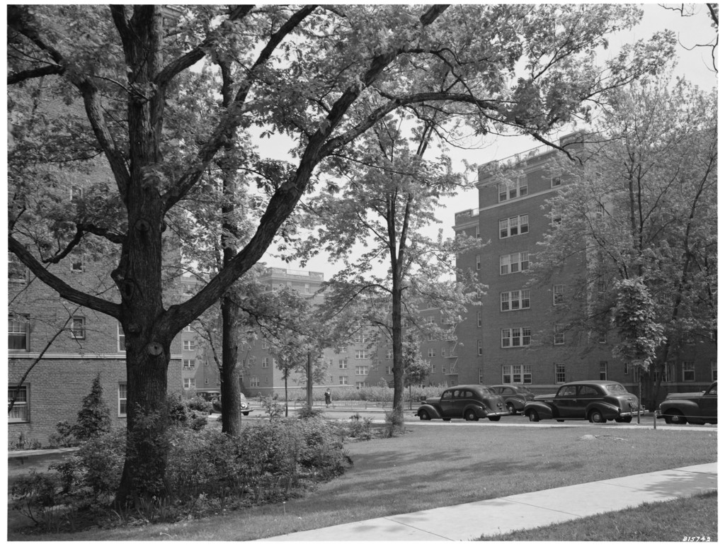 254th Street and Riverdale Avenue. Riverdale Park Apartments looking northeast along Main Street
