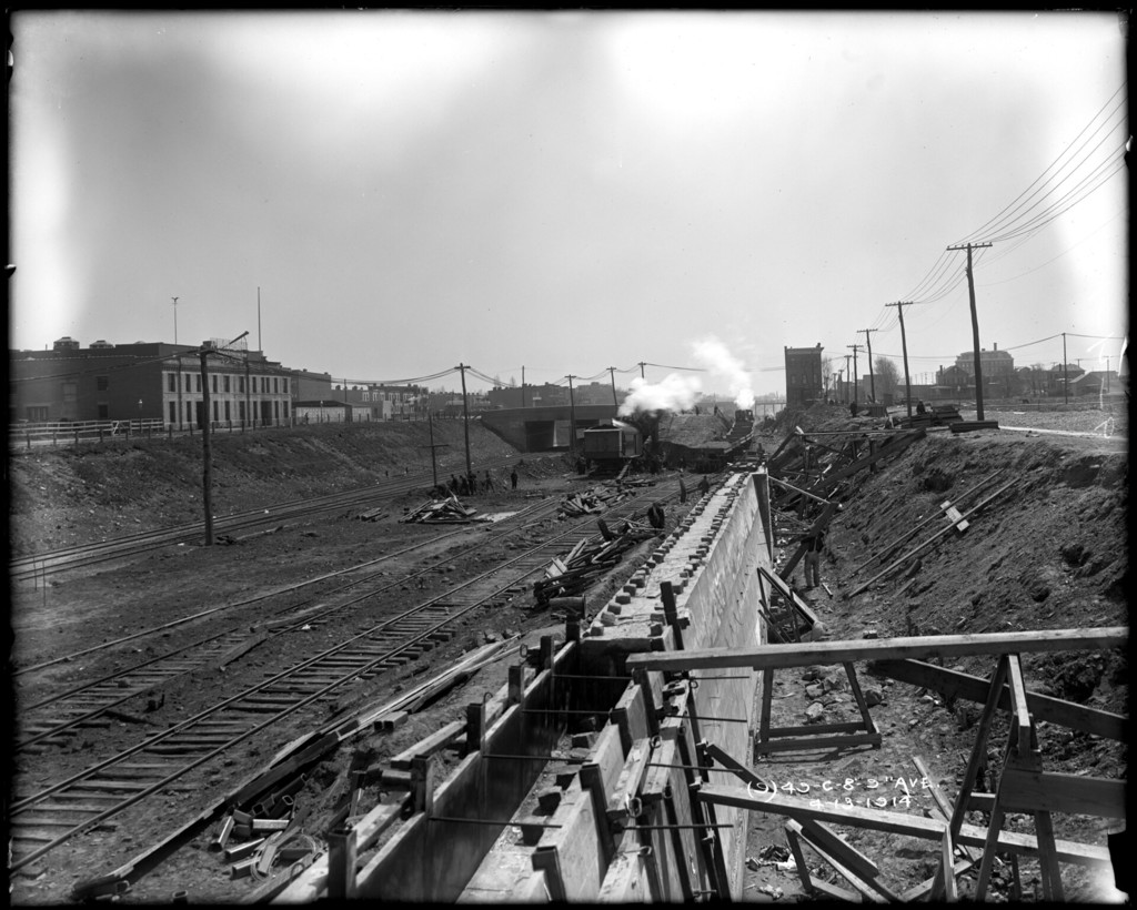 Sea Beach Line and Long Island Railroad cut, north to 9th Avenue