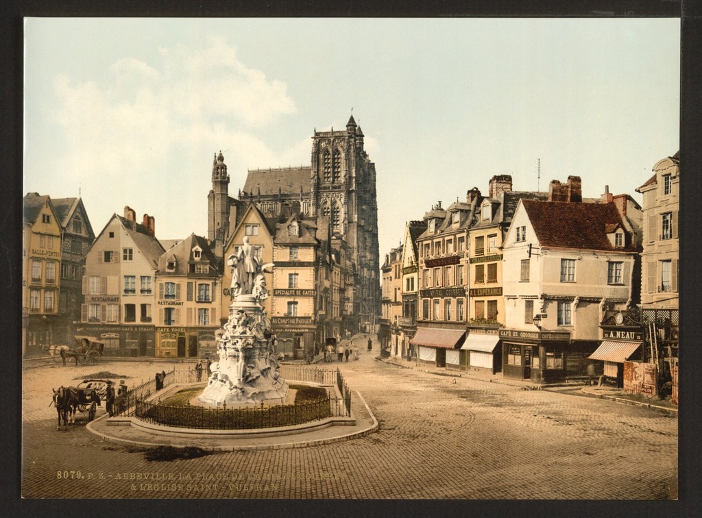 St. Vulfran and square of Admiral Courbet. Abbeville