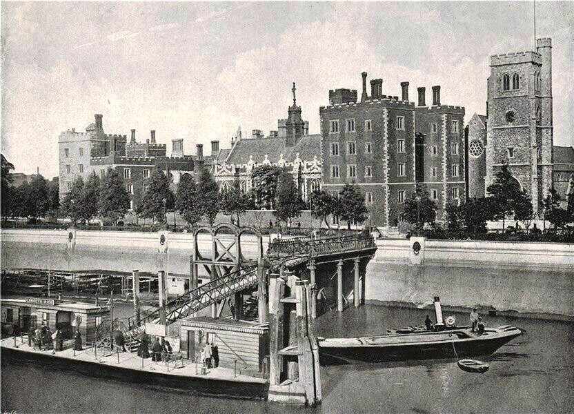 Lambeth Palace, with St. Mary's Church, from the Suspension Bridge