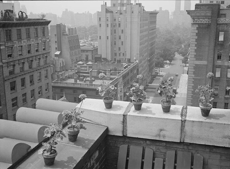 55 East 72nd Street. View looking west from penthouse to entrance to Central Park.