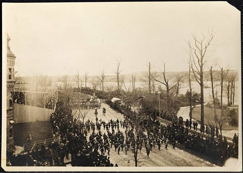 Military parade on Riverside Drive, from near 90th Street