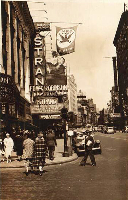 Broadway, west side, north from 47th Street, showing in the foreground the Strand Theatre