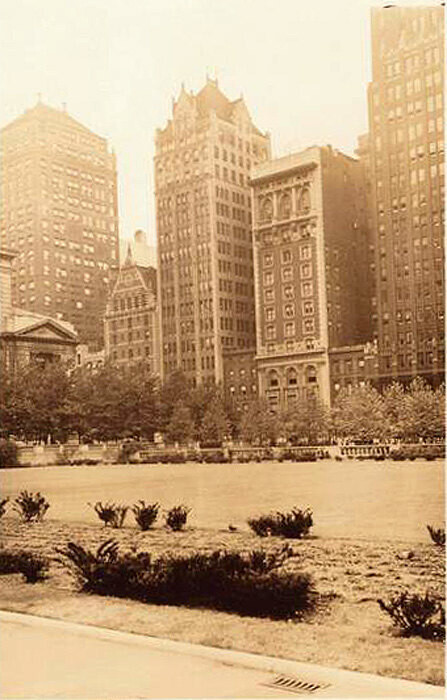 West 40th Street, south side, as seen across Bryant Park showing a further view eastsard
