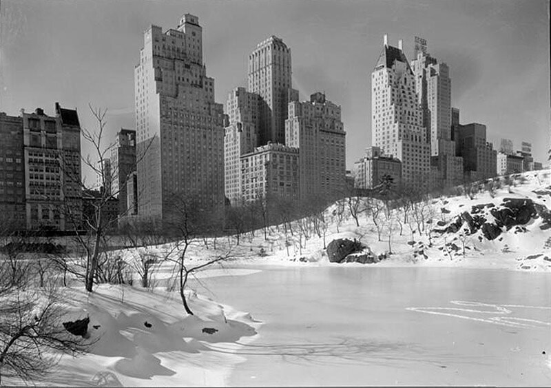 59th Street buildings over frozen lake