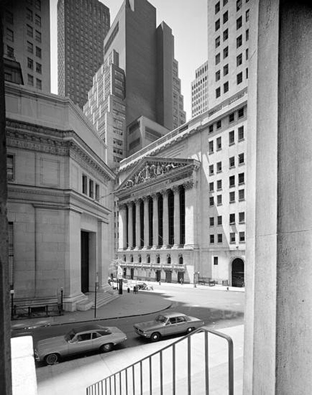 Morgan Guaranty Trust Company building and the New York Stock Exchange