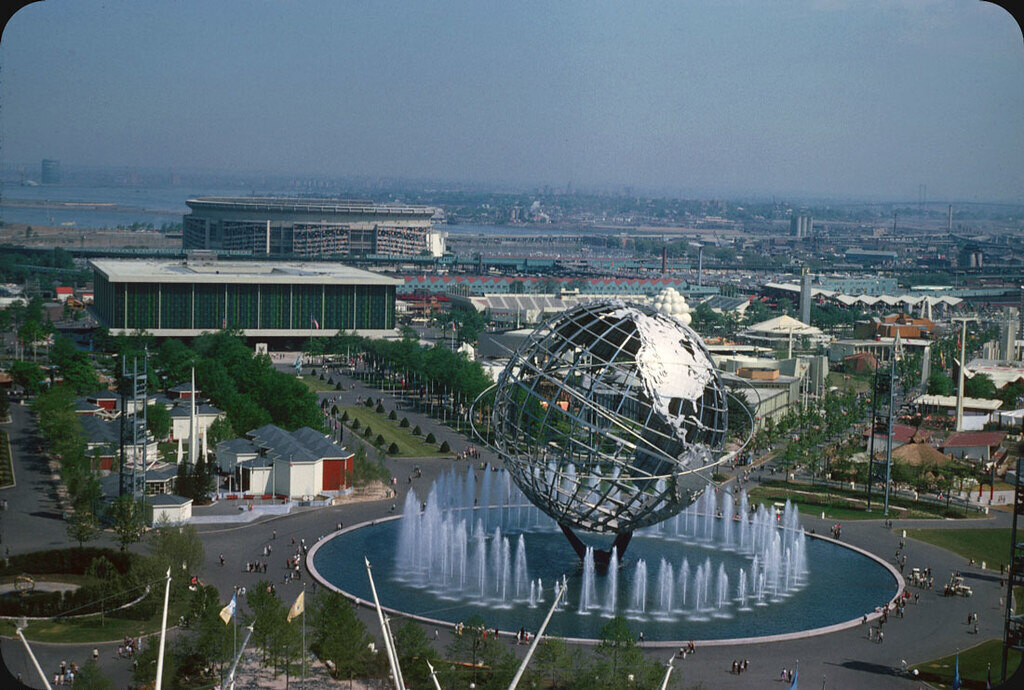 Unisphere, Pavilions and Shea Stadium at 1964 World's Fair
