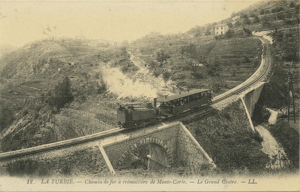 La Turbie. Chemin de fer à crèmaillère de Monte-Carlo. Le Grand Cintre