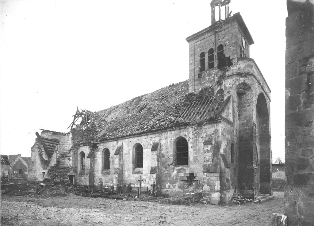 Église de Crouy détruite pendant la guerre