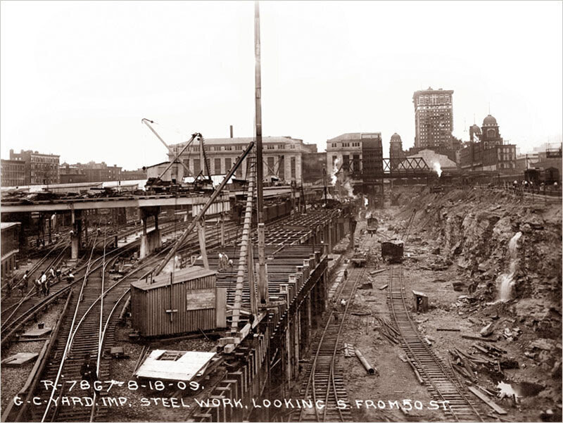 Construction of Grand Central and the railroad yard