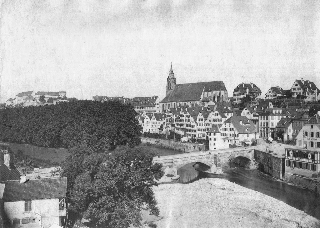 Tübingen. Eberhardsbrücke, Stiftskirche, Hohentübingen